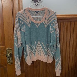 XXL Velvet Blue/Pink Chevron Patterned Sweater